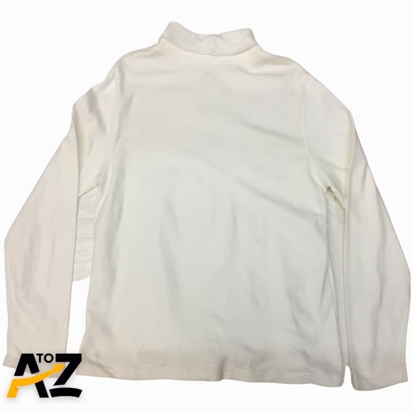 Studio Works Womens Long Sleeve Top Size Large White Turtleneck Pullover - Picture 2 of 10